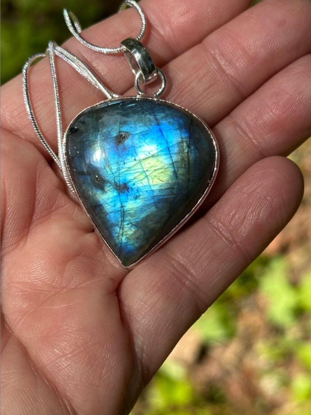 Flashy Sterling Silver Labradorite Necklace